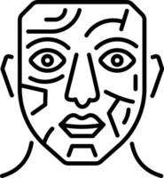 A linear style icon showing a cubism face vector
