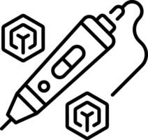 A linear style icon showing a 3d pen vector