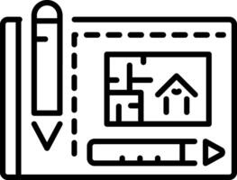 A linear style icon of an architectural plan vector