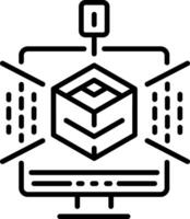 A linear style icon of 3d model system vector