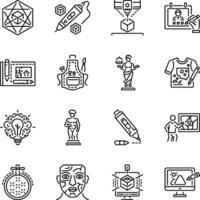 Collection of Linear Style Artistic Icons vector