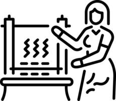A linear style icon of a weaving woman vector