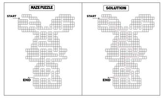Challenging Maze Puzzle with Solution Fun Brain Game for All Ages vector
