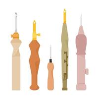 Set of different punch needles vector