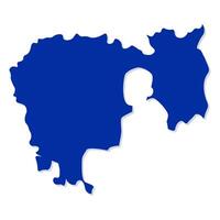 Blue map of Cambodia with a cut-out silhouette of a monk vector