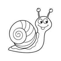 A snail is drawn in black and white coloring pages vector