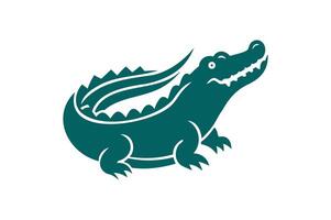 A green alligator is shown on a white background vector