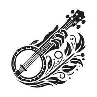 Black Banjo Silhouette for Digital and Print Use vector