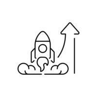 Rocket icon. Rocket launch symbol. Rocket outline icon vector