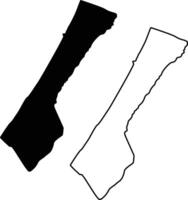 Gaza Strip Map Silhouette Flat and Outline Design vector