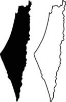 Palestine map Silhouette Flat and Outline Design vector