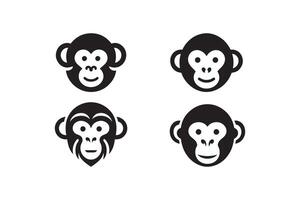 Monkey head icon set, illustration vector
