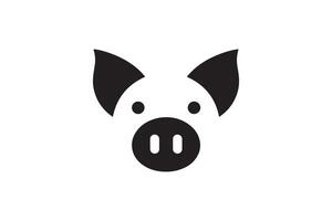 A black and white pig head icon on a white background vector