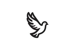 A black and white image of a dove flying vector