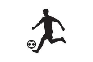 A silhouette of a man running with a soccer ball vector