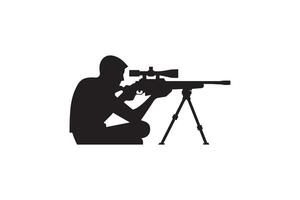 A silhouette of a man with a rifle and scope vector