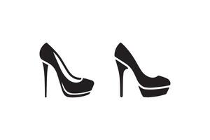 Two black and white high heel shoes on a white background vector