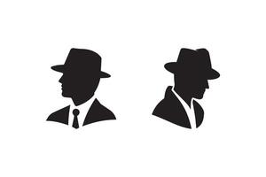 Two silhouettes of men in hats and ties vector