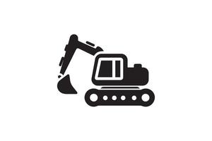 A black and white image of an excavator vector