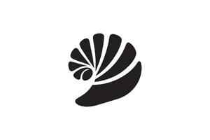 A black and white logo of a shell vector