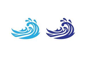 Two blue waves with a wave in the middle vector