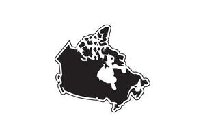 A black and white image of a map of canada vector
