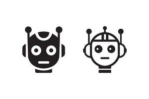 Robot and robot head icon illustration vector