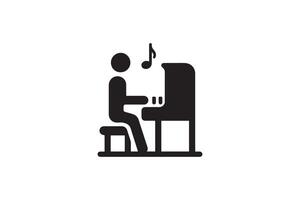 A man is playing the piano on a white background vector