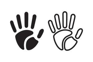 Two black and white handprints on a white background vector