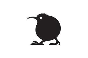 A black and white silhouette of a kiwi bird vector