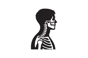 A silhouette of a man with a skeleton in his back vector