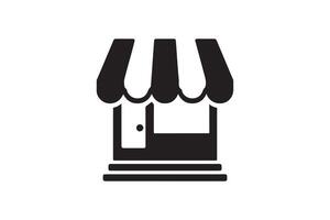 A black and white icon of a shop window vector