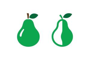Two green pears are shown on a white background vector