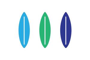 Three surfboards are shown in different colors vector