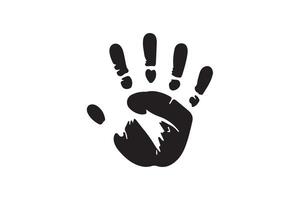 A black and white hand print is shown on a white background vector