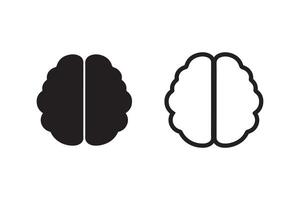 Two black and white brain icons on a white background vector