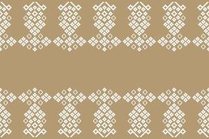 Decorative of fabric pixel pattern brown color background and ethnic pattern motif. vector