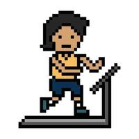 Cute character of man male boy run exercise jog marathon pixel design. vector