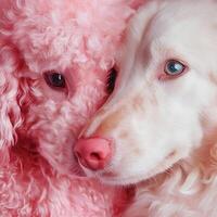 Two dogs are hugging each other photo