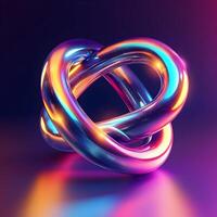 3d rendering of a colorful, shiny metal knot photo