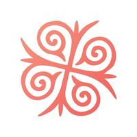 Leaf-inspired Kyrgyz ethnic ornament with bold symmetrical swirls. Traditional folk pattern with strong natural symbolism. Ideal for prints and home decor. vector