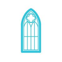 Medieval Window icon. Isolated on white. Blue icon set. vector