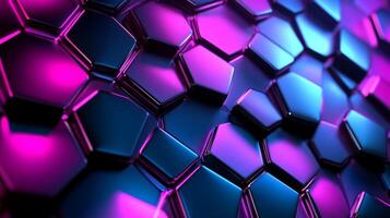 A purple and blue background with hexagonal shapes photo