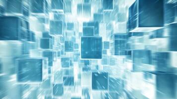 Abstract blue cubes in a digital background photo