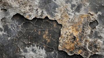 A close up of a cracked wall with peeling paint photo