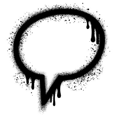 speech bubble graffiti with black spray paint