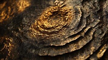 A close up of a tree trunk with gold paint photo