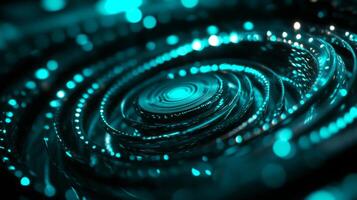 A blue and green spiral with lights photo
