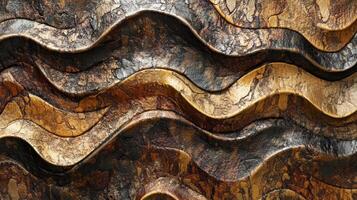A wall with a wave pattern made of wood photo