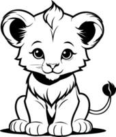 A lion cub coloring pages vector